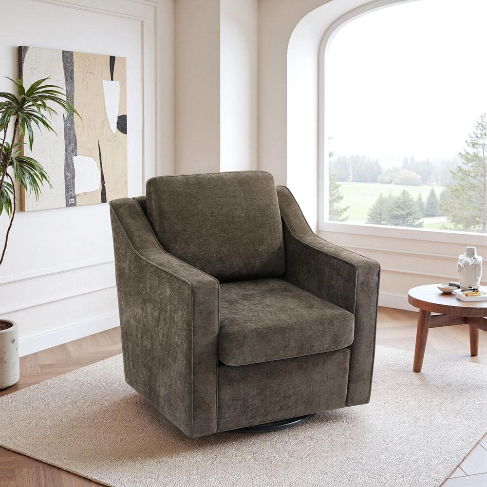 Light Coffee Chenille Upholstered Swivel Accent Barrel Chair(Set of 1) price history on PriceWatchPro