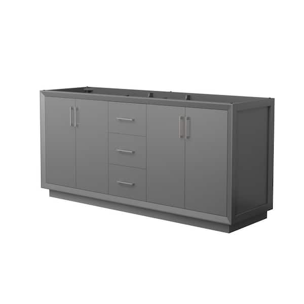 Wyndham Collection Strada 71 in. W x 21.75 in. D x 34.25 in. H Double Bath Vanity Cabinet without Top in Dark Gray