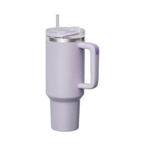 40 oz. Insulated Purple Stainless Steel Tumbler with Handle, Lids Straws
