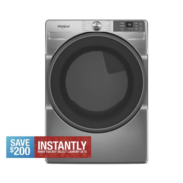 7.4 cu. ft. vented Front Load Gas Dryer in Radiant Silver with Wrinkle Shield Option