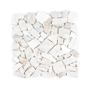 Elysian Shore White 12 in. x 12 in. Pebble Honed Marble Wall and Floor Mosaic Tile (10 sq. ft./Case)
