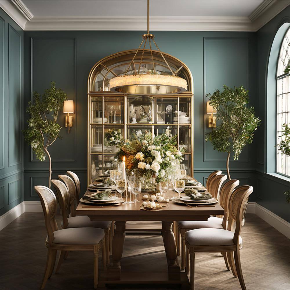 Celeste Brass LED Chandelier with Acrylic Shade