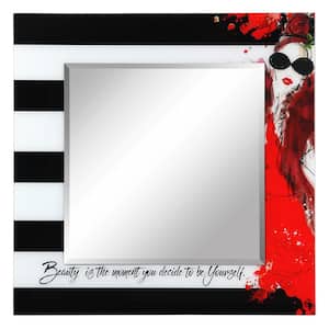 36 in. x 36 in. Fashion Square Framed Printed Tempered Art Glass Beveled Accent Mirror