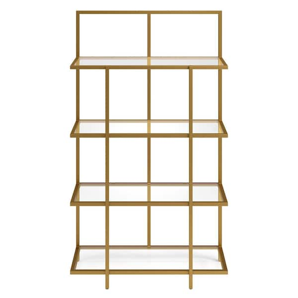 72 in. Brass/Clear Metal 6-shelf Etagere Bookcase with Open Back