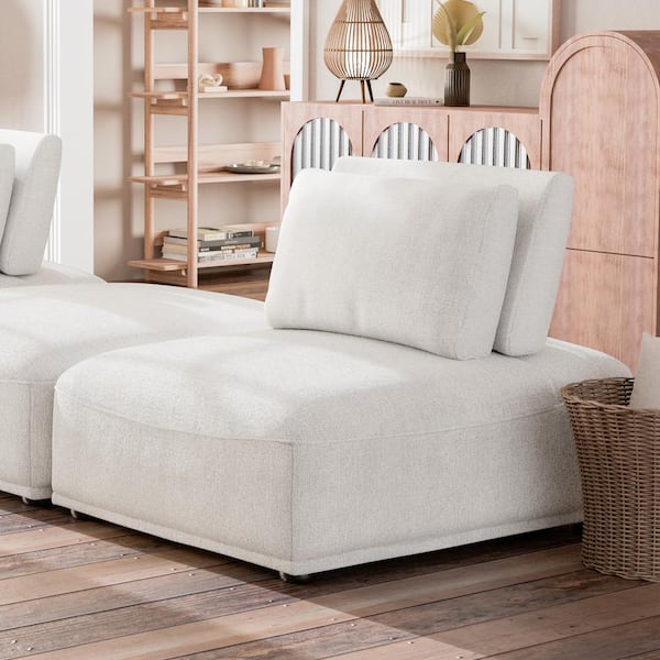 Furniture of America Fairwind 37 in. Armless Chenille Rectangle Modular Extendable Back Sofa in White