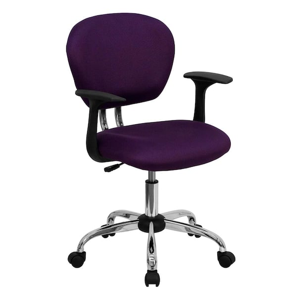 Flash Furniture Mid-Back Purple Mesh Swivel Task Chair with Chrome Base and Arms