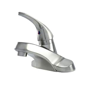 Single Handle Lavatory Faucet 4 in. Centerset with Ceramic Control and Matching Push Pop-Up Brushed Nickel