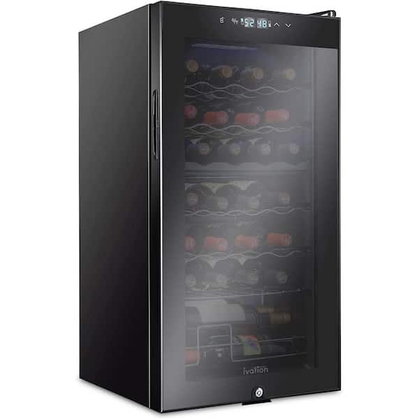 Ivation Wine Fridge, Dual Zone 28-Bottle Free Standing Wine Cooler with Lock