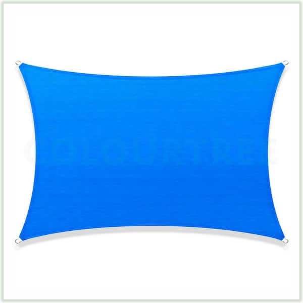 COLOURTREE 8 ft. x 16 ft. 190 GSM Blue Rectangle Sun Shade Sail Screen Canopy, Outdoor Patio and Pergola Cover