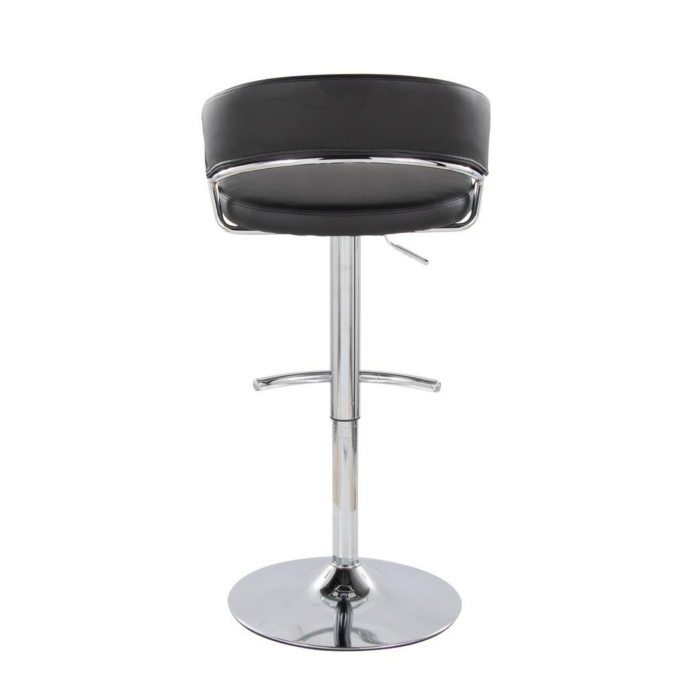 Adjustable Black Faux Leather and Chrome Swivel Barstool Set