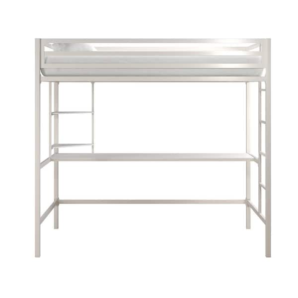 Novogratz maxwell metal loft bed with desk store and shelves