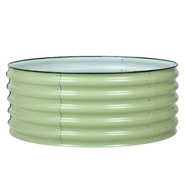 Green Metal Round Raised Garden Bed Modular Planter Box (42 in. L x 42 in. W x 17 in. H)