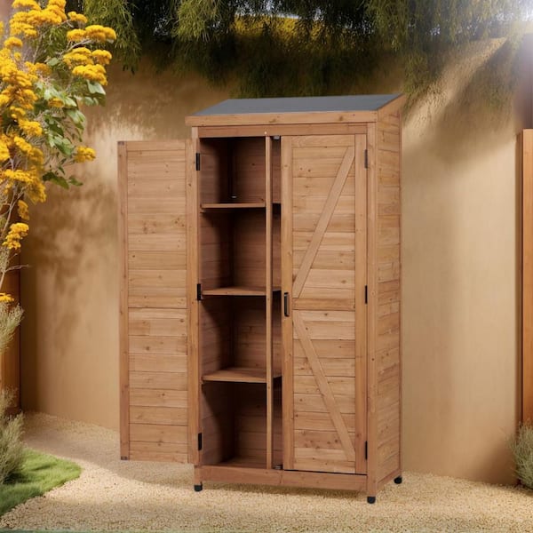 CASTNOO 2.8 ft. W x 1.7 ft. D Brown Woodshed Outdoor Tool Cabinet