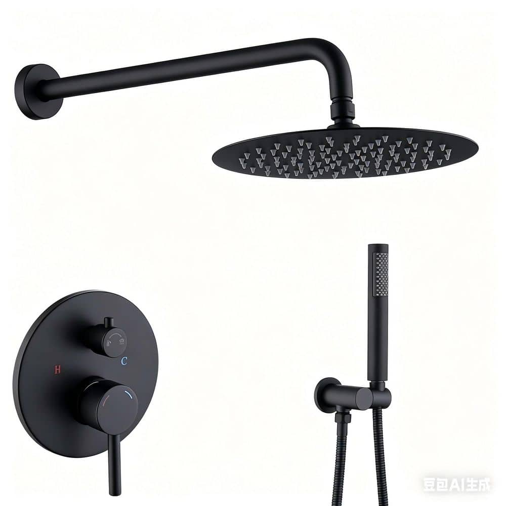 2-Spray Wall Mount Shower Faucet Combo Set Rainfall Shower Head and handheld shower Head 1.8 GPM in Matte Black price history on PriceWatchPro