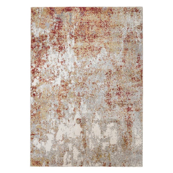 Yasmin 9 x 12 Red/Cream Abstract Pattern Area Rug for High Traffic Living Room Dining Room Bedroom
