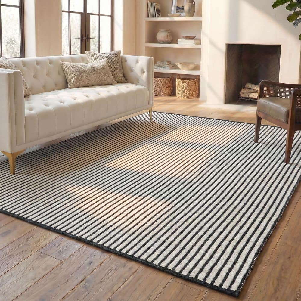 Vermont 8 ft. x 10 ft. Dark Green/Ivory Striped Geometric Washable Area Rug price history on PriceWatchPro