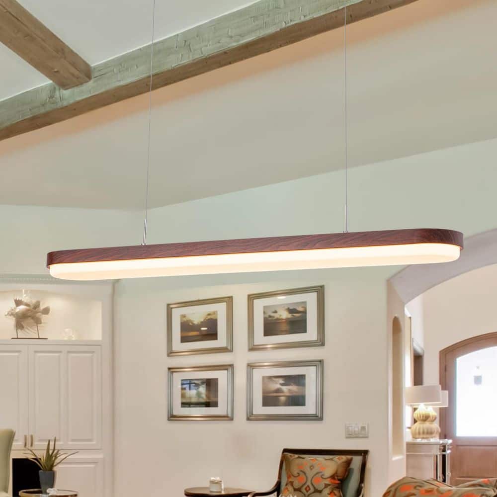 38.58 in. Brown Integrated LED Linear Pendant Light Selectable CCT Dimmable price history on PriceWatchPro