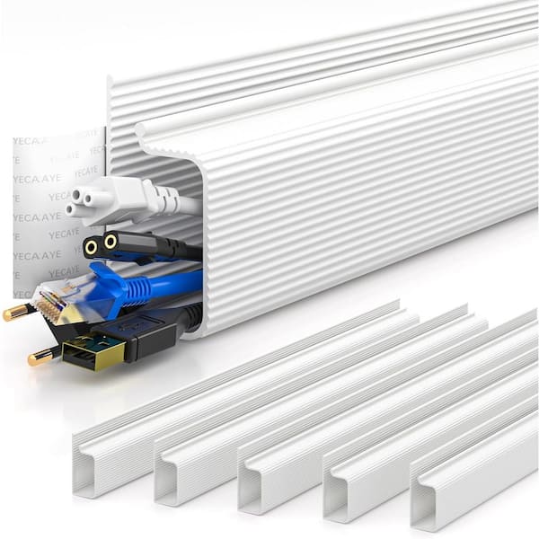 Yichuhaoxi Under Desk Cable Management 1.33 ft. Cable Management Under Desk, Easy Install Self-Adhesive Cable Organizer, White