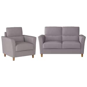 Georgia 2-Piece Light Gray Upholstered Loveseat Sofa and Accent Chair