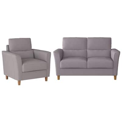Georgia 2-Piece Light Gray Upholstered Loveseat Sofa and Accent Chair