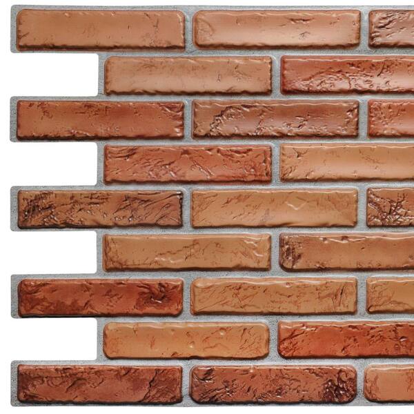 Dundee Deco 3D Falkirk Retro 1/100 in. x 38 in. x 20 in. Dark Red Natural Faux Bricks PVC Decorative Wall Paneling (10-Pack)