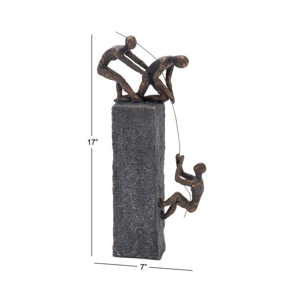 Industrial Gray Polystone Climbing Figures Sculpture 7" x 17"
