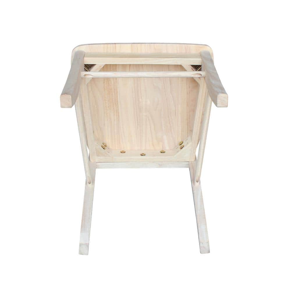 Set of 2 White Cross Back Solid Wood Dining Chairs