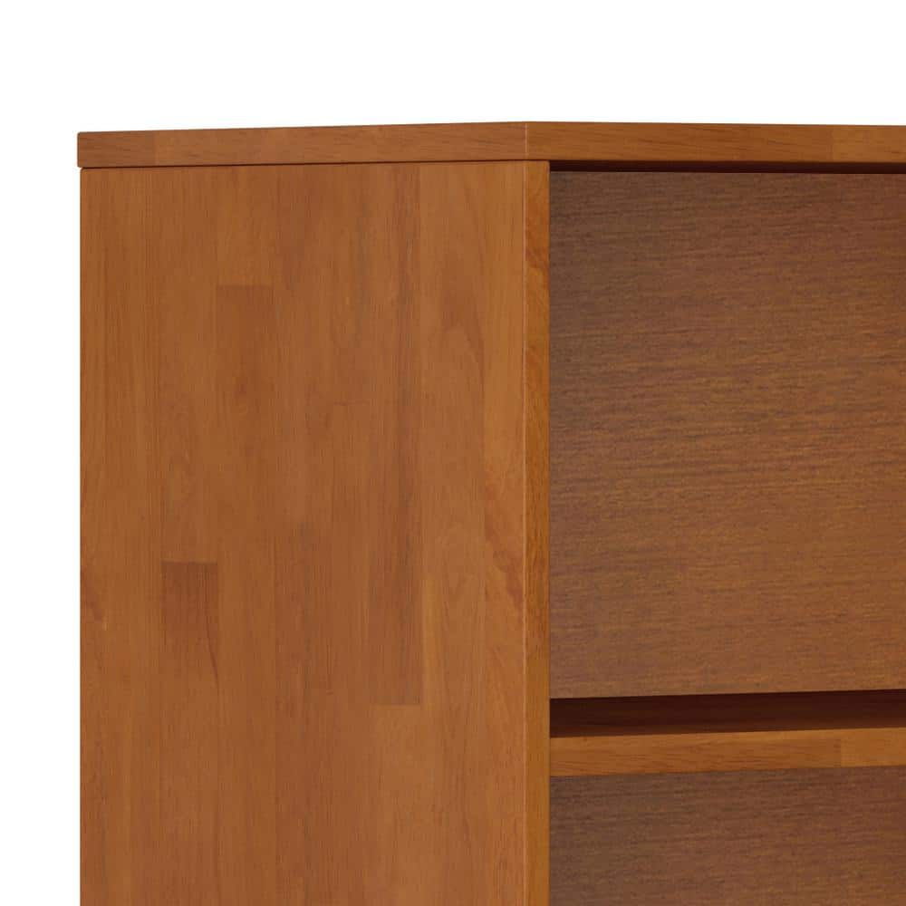 Adjustable Teak Brown Wood Bookcase with Storage
