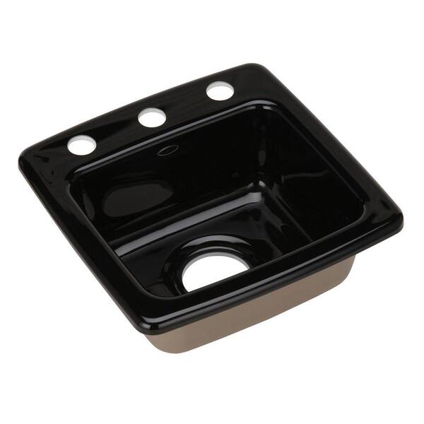 KOHLER Gimlet Drop-in Acrylic 15 in. 3-Hole Single Bowl Bar Sink in Black Black