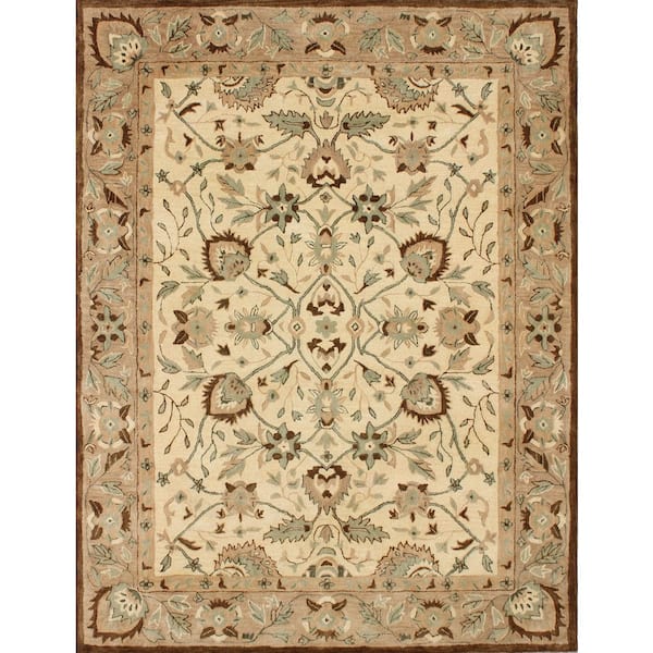 Antiquity 9 ft. x 12 ft. Ivory/Beige Forest Medallion Area Rug