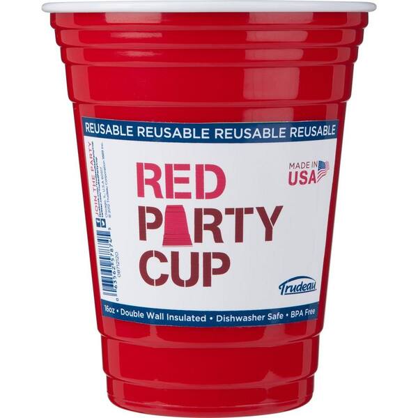 Trudeau 16 oz. Reusable, Double Wall Insulated Party Cup in Red