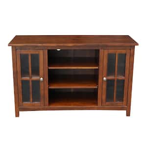 48 in. Espresso Wood TV Stand Fits TVs Up to 50 in. with Storage Doors