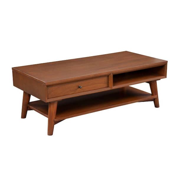 Benjara 22 in. Brown Rectangle Wood Top Coffee Table
