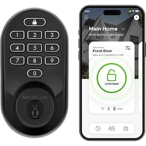 Halo Matte Black Keypad Wi-Fi Electronic Single-Cylinder Smart Lock Deadbolt featuring SmartKey Security