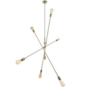 6-Light Aged Brass Pendant with No Shades