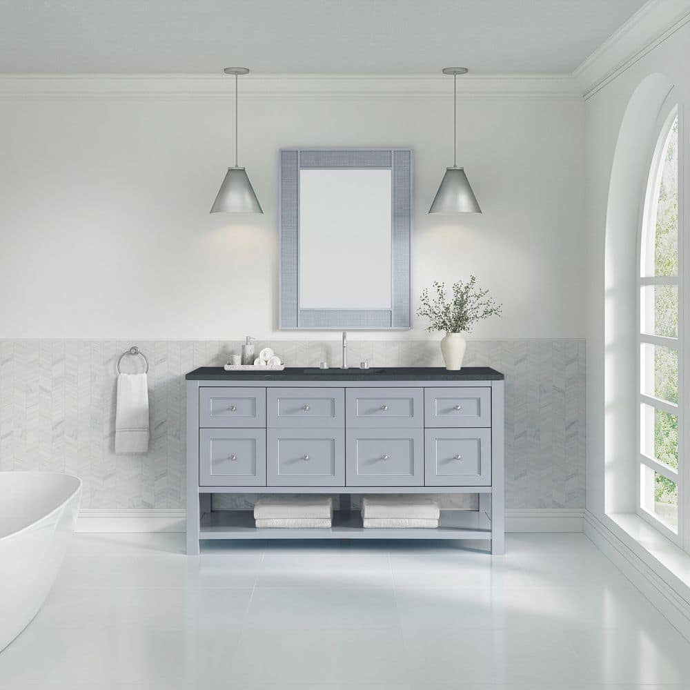 Breckenridge 60.0 in. W x 23.5 in. D x 34.25 in. H Single Bath Vanity in Serenity Blue w/ Quartz Charcoal Soapstone Top price history on PriceWatchPro