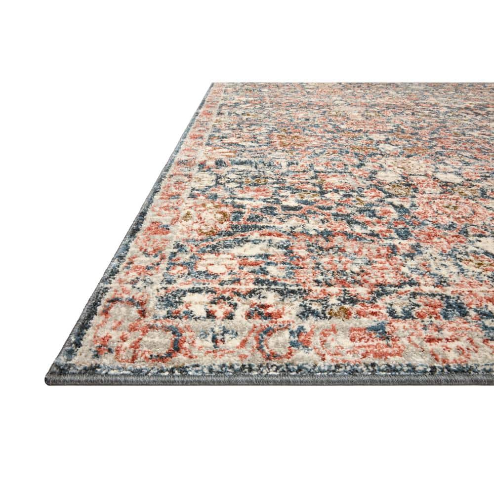 Saban Navy and Rust Stain-Resistant Wool Area Rug