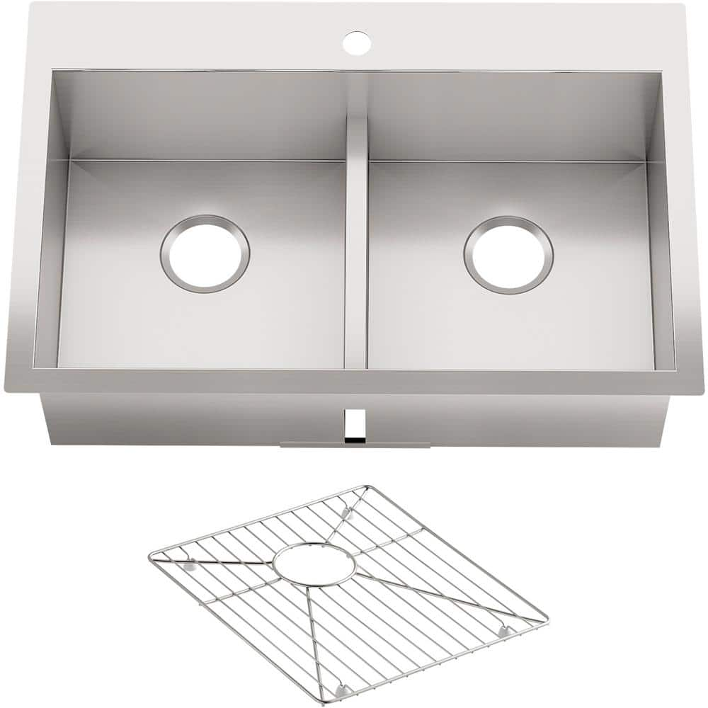 UPC 885612021601 product image for Vault Dual Mount Stainless Steel 33 in. 1-Hole Double Bowl Kitchen Sink with Bas | upcitemdb.com