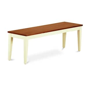 Buttermilk and Cherry Finish Dining Bench with Wood Seat 15 in.