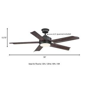 Hansfield 56 in. LED Outdoor Natural Iron Ceiling Fan with Remote Control