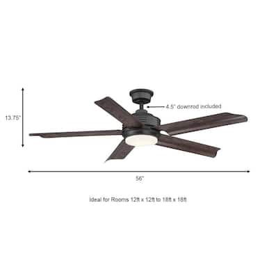 Hansfield 56 in. LED Outdoor Natural Iron Ceiling Fan with Remote Control