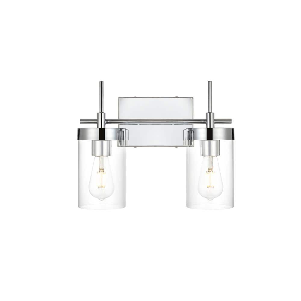 Simply Living 14 in. 2Light Modern Chrome Vanity Light with Clear