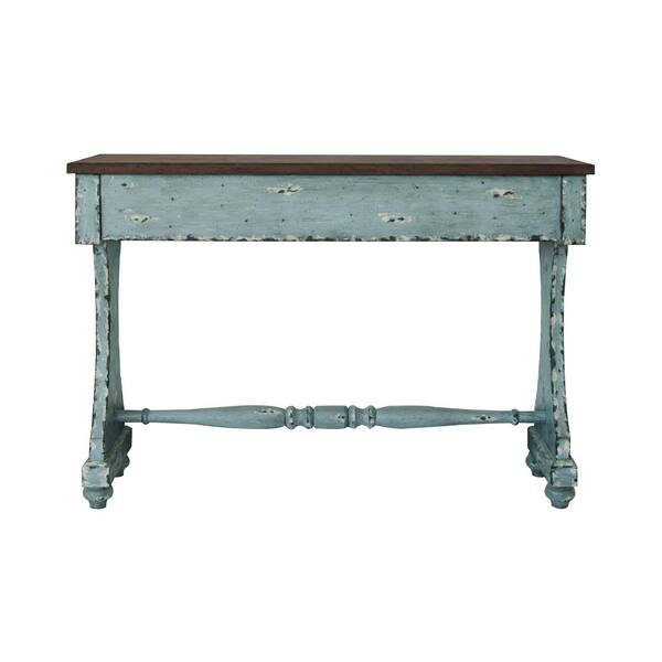 Homefare 48 In Distressed Blue Dark Brown Standard Rectangle Wood Console Table With 2 Drawers Ds D229 100 Standard Rectangle Wood Console Table, Distressed Turquoise Console Table