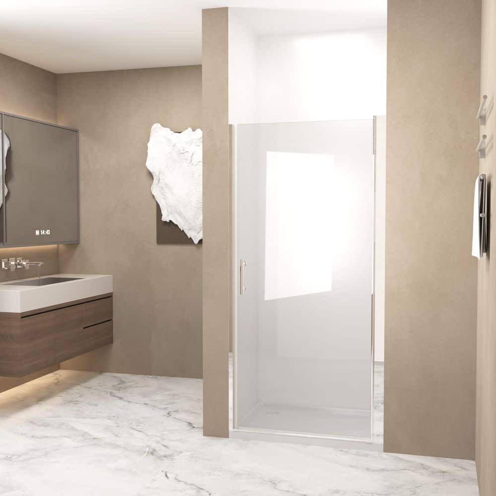 32 in. W x 72 in. H Pivot Frameless Shower Door in Brushed Nickel with 1/4 in. (6 mm) Clear Tempered Glass price history on PriceWatchPro