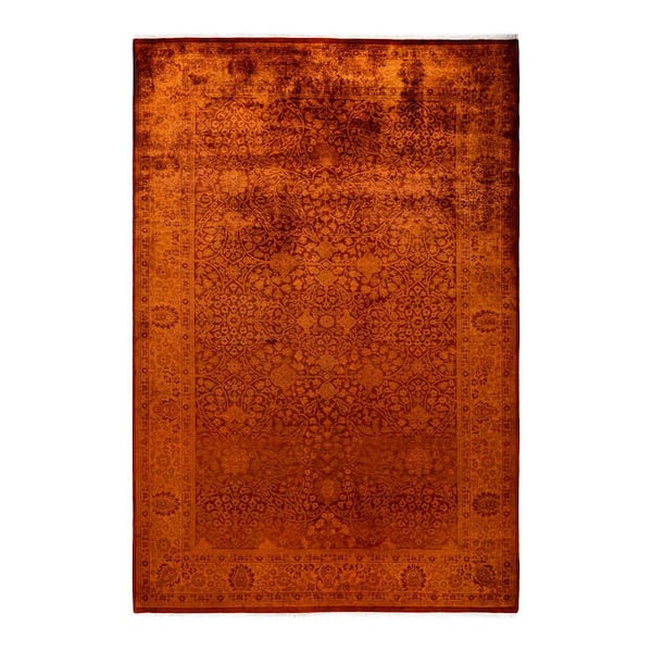Chloe & Olivia Home Overdyed Orange 5 ft. x 8 ft. Solid Wool Indoor Area Rug