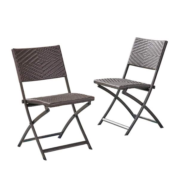 El Paso Multi-Brown Stationary Faux Rattan Outdoor Patio Dining Chairs (2-Set)