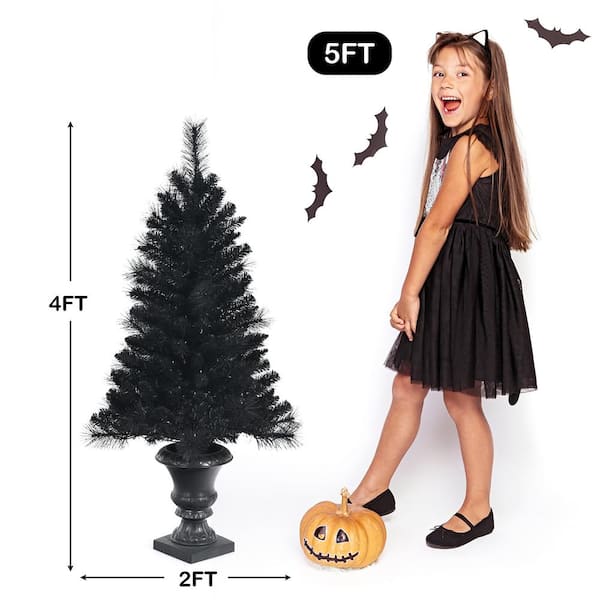 black_tree様 Costway 4 ft. Black Pre-Lit Artificial Christmas Tree Potted