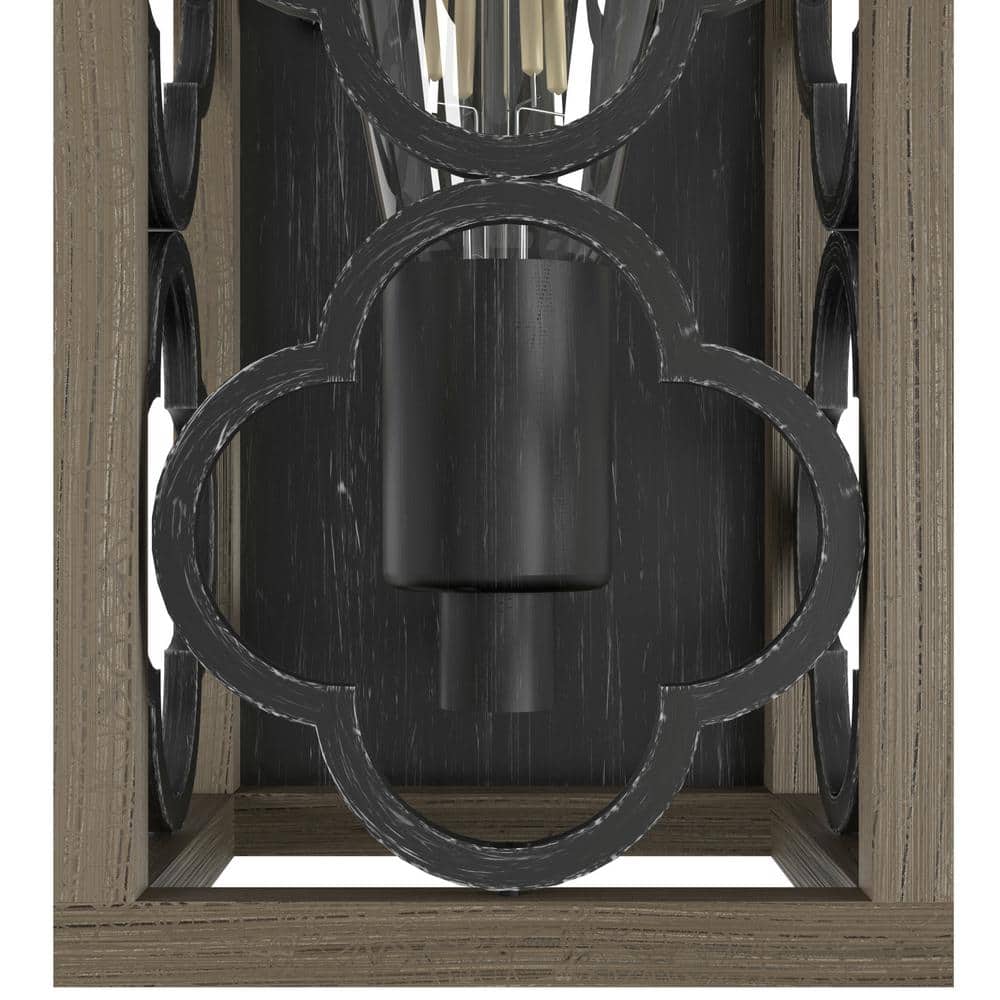 Gablecrest Black and Oak Iron Outdoor Wall Sconce