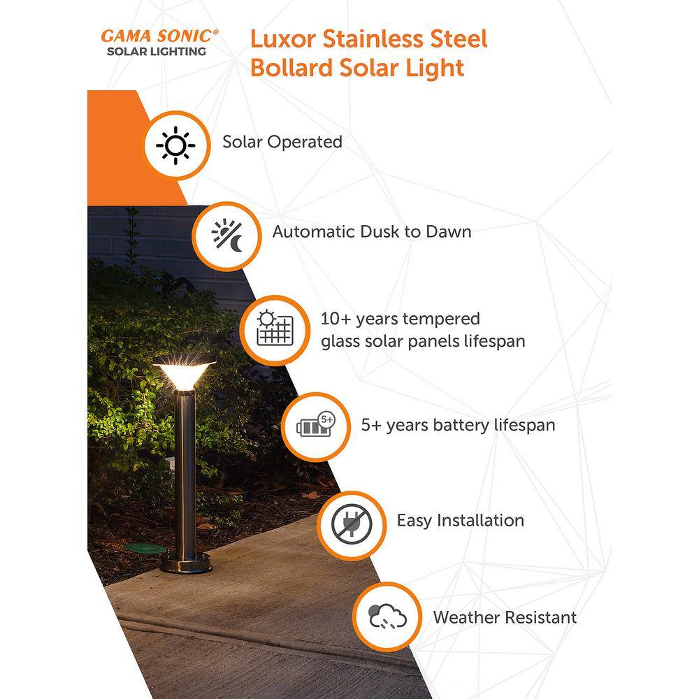 Luxor Stainless Steel Solar LED Pathway Light, 20.25-inch