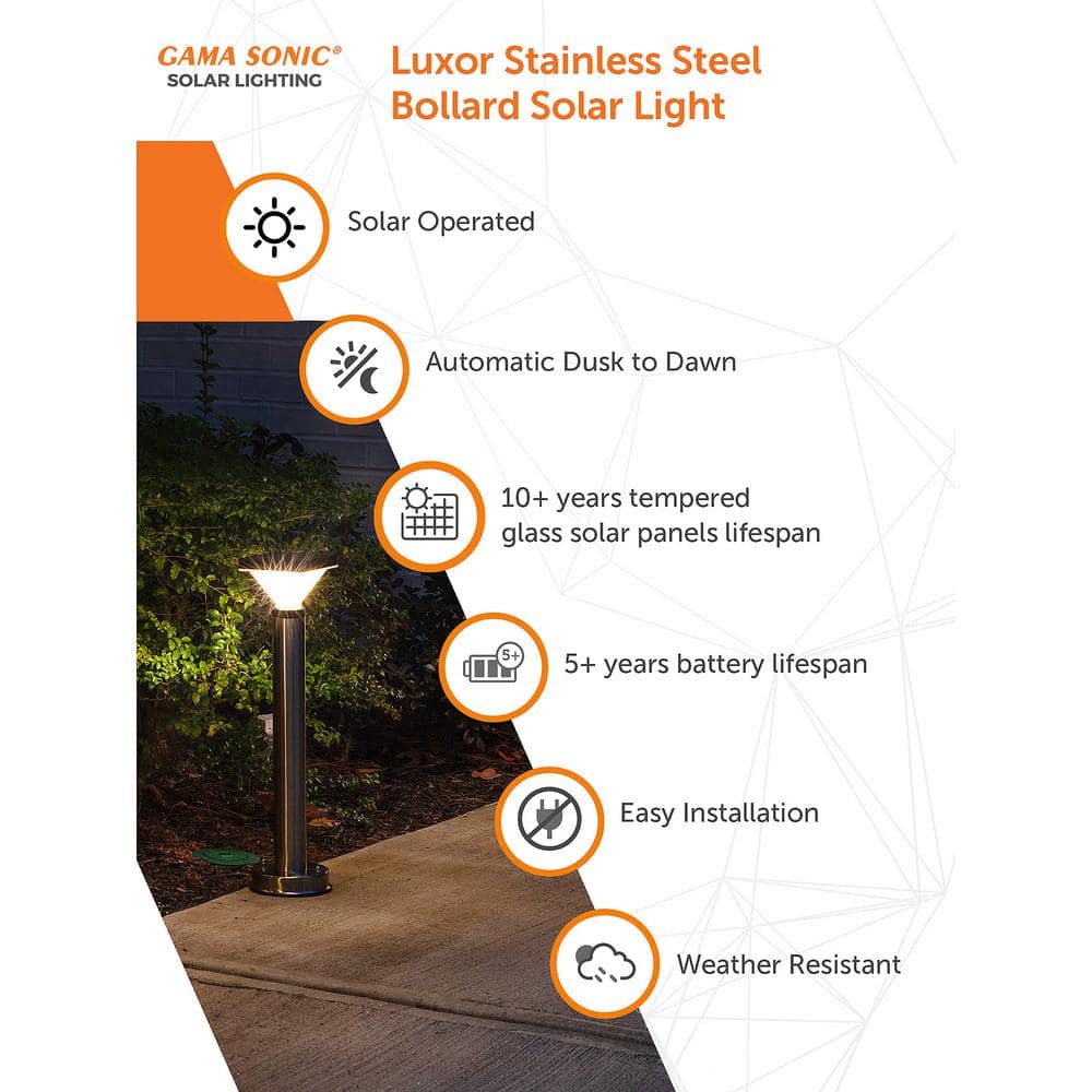Luxor Stainless Steel Solar LED Pathway Light, 20.25-inch